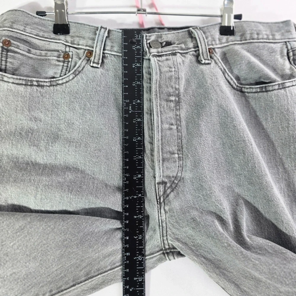 Levis 501 Original Fit Grey Button Fly Straight Leg Denim Jeans Mens 34x31